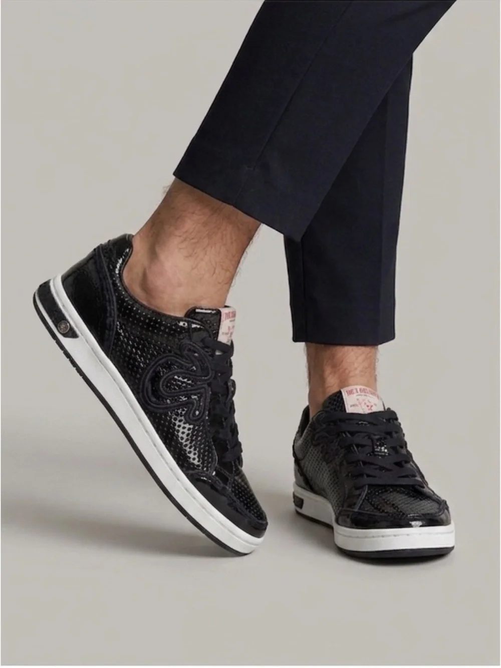 True Religion Black Patent Leather Sneakers